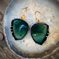 Indicolite Tourmaline Butterfly Wing Earrings